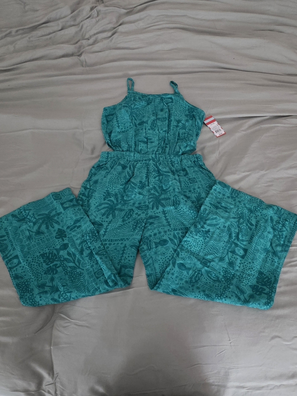 Cat & Jack Teal Printed Girls Jumpsuit